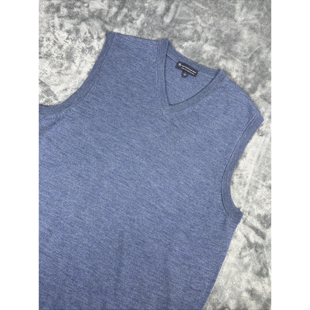 Hart Schaffer Marx Merino Wool Vest Mens Large Blue V-neck Soft School Office